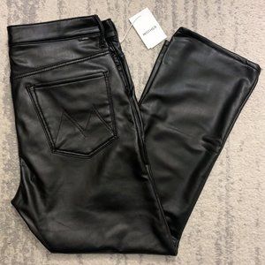 NWT MOTHER The Insider Ankle Faux Show Vegan Black Jeans 34